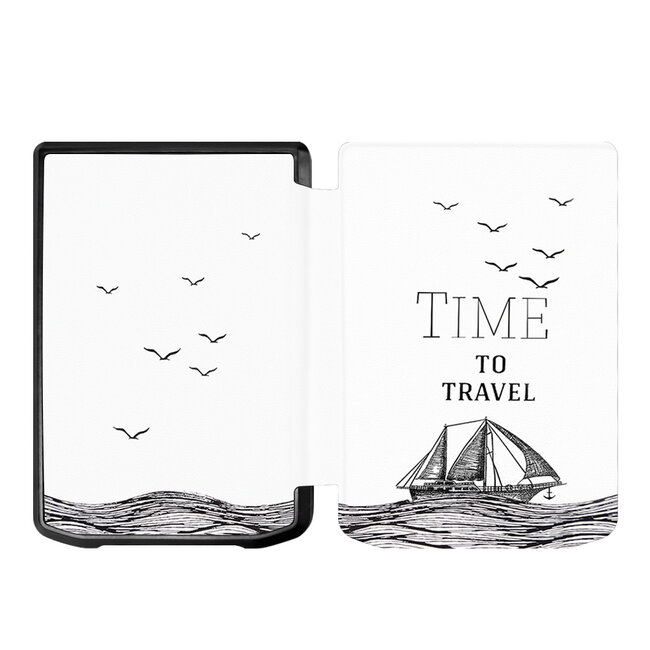 Case2go - E-reader hoes geschikt voor Pocketbook Verse Lite (2025) - Hardcase - Sleepcover - Magnetische Sluiting - Time To Travel