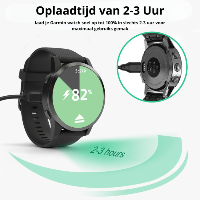 Case2go - USB Type C - Garmin Oplaadkabel - 1 meter - Garmin smartwatch - Compatibel met Garmin Fenix / Forerunner / Instinct / Venu / Venu SQ / Vivoactive / Epix Pro / Vivomove / Approuch - USB-oplaadkabel oplader - Zwart