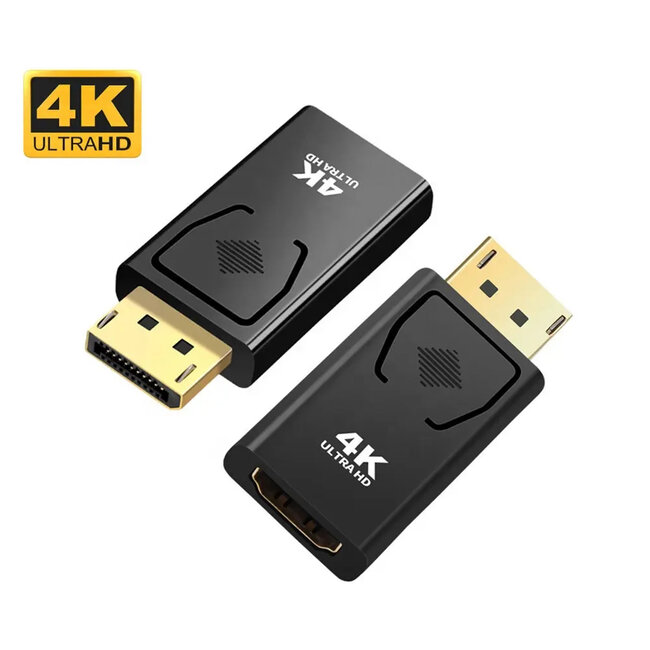 Case2go - DisplayPort naar HDMI Adapter - 4K - 30Hz - DP Naar HDMI - HDMI to Displayport - Universele adapter - Zwart