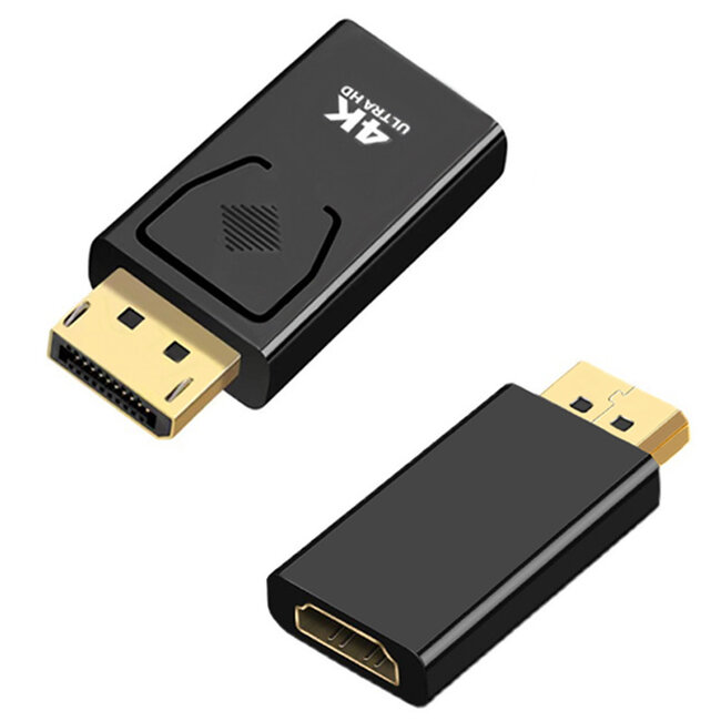 Case2go - DisplayPort naar HDMI Adapter - 4K - 30Hz - DP Naar HDMI - HDMI naar Displayport - Universele adapter - Zwart