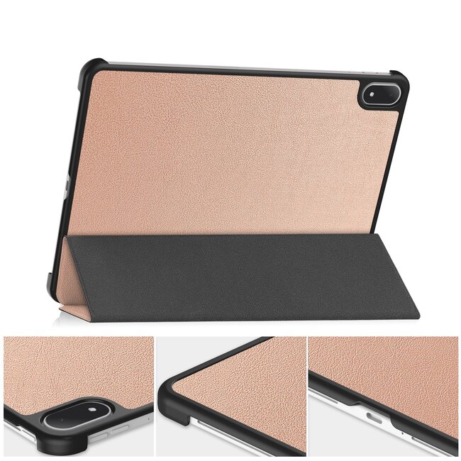 Case2go - Tablet hoes geschikt voor OnePlus Pad 3 - 13.2  Inch - Tri-Fold Book Case - Auto Wake/Sleep functie - Rose Goud