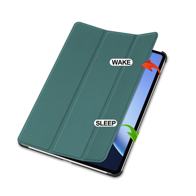 Case2go - Tablet hoes geschikt voor OnePlus Pad 3 - 13.2 Inch - Tri-Fold Book Case - Auto Wake/Sleep functie - Donker Groen