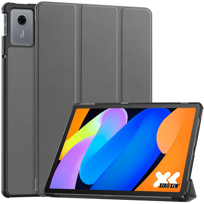 Case2go - Tablet hoes geschikt voor Lenovo Idea Tab - 11 Inch - Tri-Fold Book Case - Auto Wake/Sleep functie - Grijs