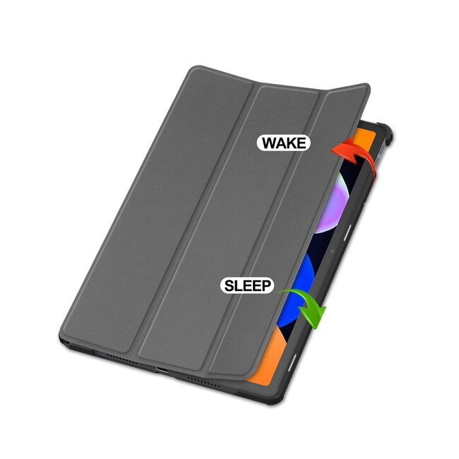 Case2go - Tablet hoes geschikt voor Lenovo Idea Tab - 11 Inch - Tri-Fold Book Case - Auto Wake/Sleep functie - Grijs