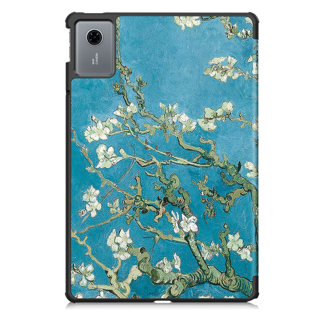 Case2go - Tablet hoes geschikt voor Lenovo Idea Tab - 11 Inch - Tri-Fold Book Case - Auto Wake/Sleep functie - Witte Bloesem