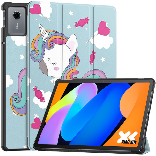 Case2go - Tablet hoes geschikt voor Lenovo Idea Tab - 11 Inch - Tri-Fold Book Case - Auto Wake/Sleep functie - Eenhoorn