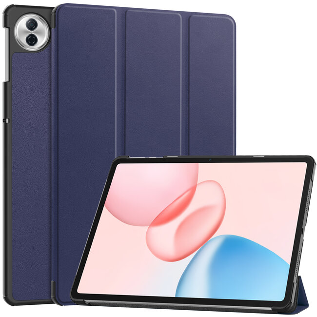 Case2go - Tablet hoes geschikt voor Honor Pad 10 - 12.1 Inch - Tri-Fold Book Case - Auto Wake/Sleep functie - Donker Blauw