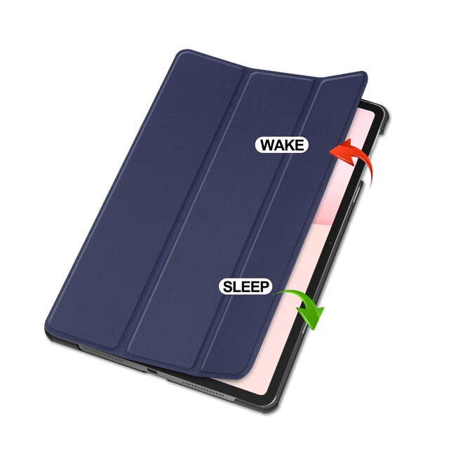 Case2go - Tablet hoes geschikt voor Honor Pad 10 - 12.1 Inch - Tri-Fold Book Case - Auto Wake/Sleep functie - Donker Blauw