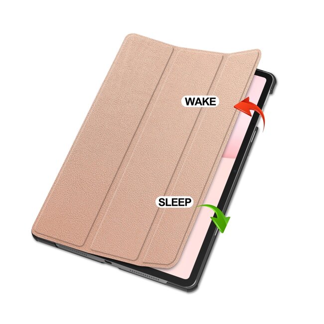 Case2go - Tablet hoes geschikt voor Honor Pad 10 - 12.1 Inch - Tri-Fold Book Case - Auto Wake/Sleep functie - Rose Goud