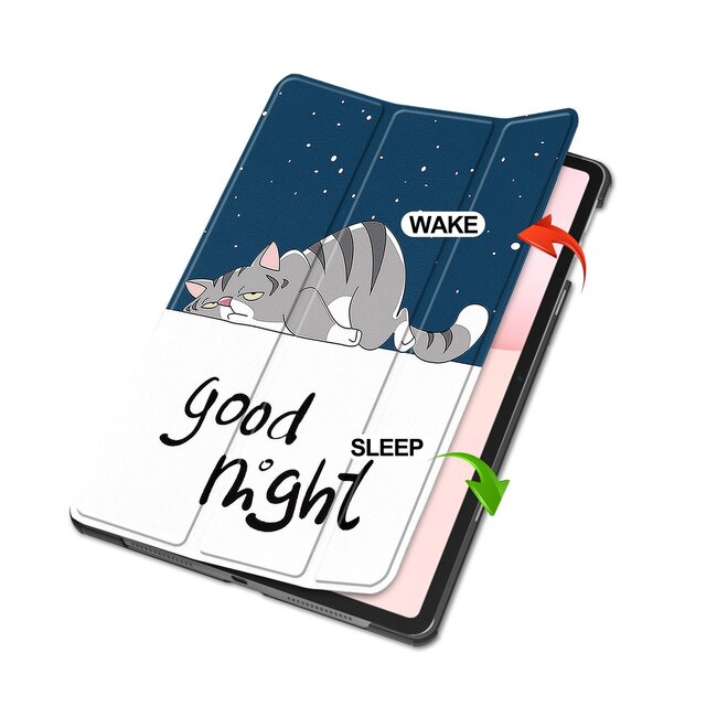 Case2go - Tablet hoes geschikt voor Honor Pad 10 - 12.1 Inch - Tri-Fold Book Case - Auto Wake/Sleep functie - Good Night