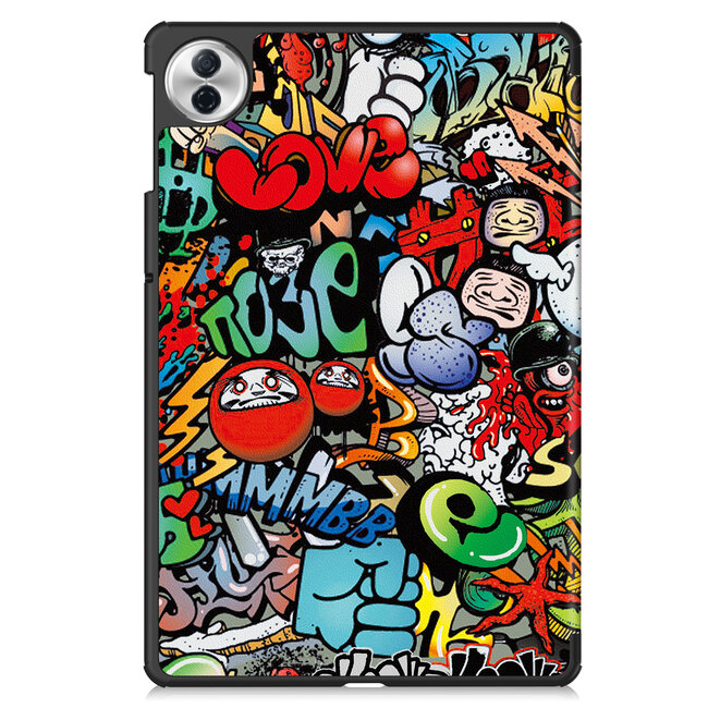 Case2go - Tablet hoes geschikt voor Honor Pad 10 - 12.1 Inch - Tri-Fold Book Case - Auto Wake/Sleep functie - Grafitti