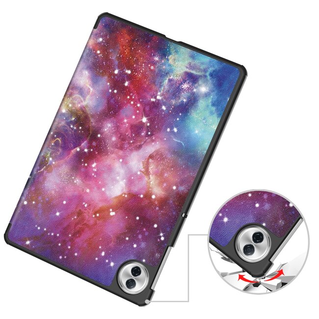 Case2go - Tablet hoes geschikt voor Honor Pad 10 - 12.1 Inch - Tri-Fold Book Case - Auto Wake/Sleep functie - Galaxy