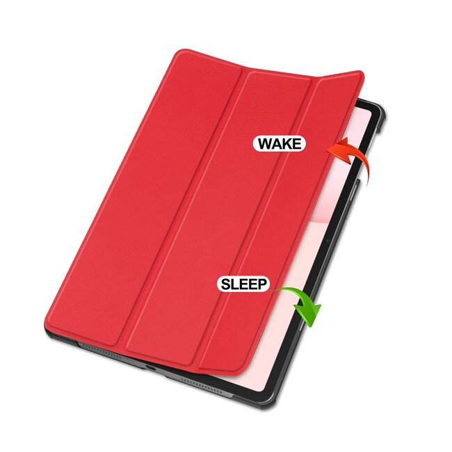 Case2go - Tablet hoes geschikt voor Honor Pad 10 - 12.1 Inch - Tri-Fold Book Case - Auto Wake/Sleep functie - Rood