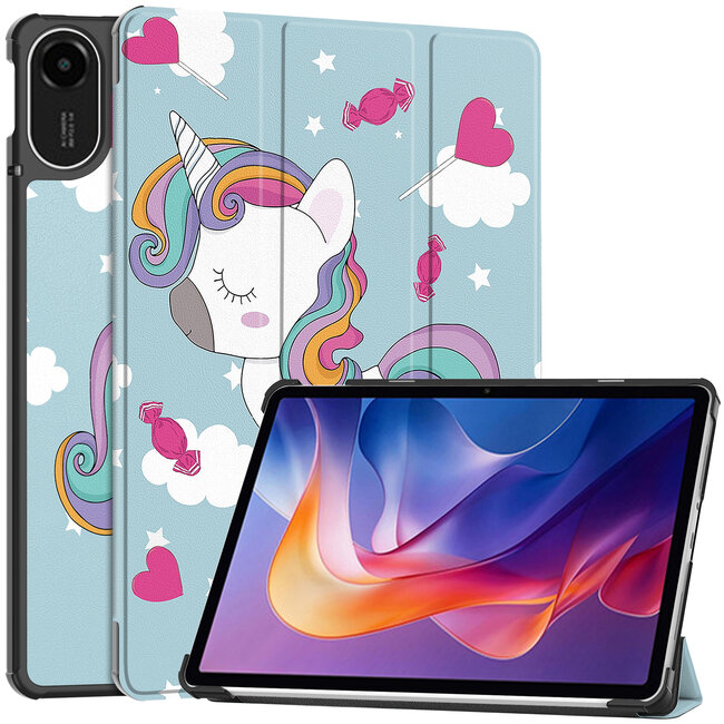 Case2go - Tablet hoes geschikt voor Xiaomi Redmi Pad 2 - 11 Inch - Tri-Fold Book Case - Auto Wake/Sleep functie - Eenhoorn