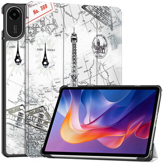 Case2go Case2go - Tablet hoes geschikt voor Xiaomi Redmi Pad 2 - 11 Inch - Tri-Fold Book Case - Auto Wake/Sleep functie - Eiffeltoren