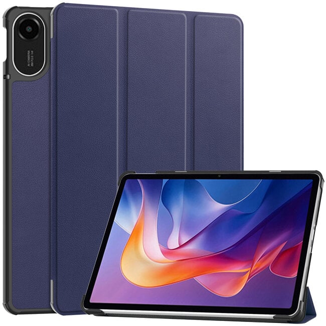 Case2go - Tablet hoes geschikt voor Xiaomi Redmi Pad 2 - 11 Inch - Tri-Fold Book Case - Auto Wake/Sleep functie - Donker Blauw