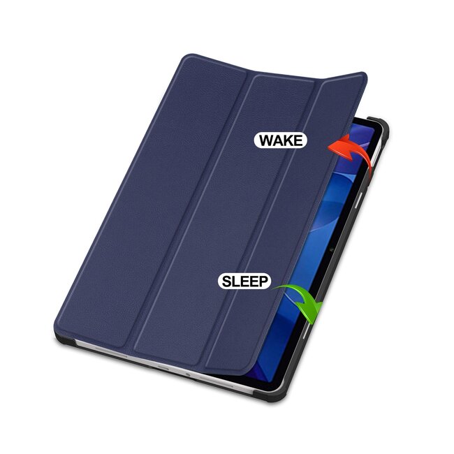 Case2go - Tablet hoes geschikt voor Xiaomi Redmi Pad 2 - 11 Inch - Tri-Fold Book Case - Auto Wake/Sleep functie - Donker Blauw