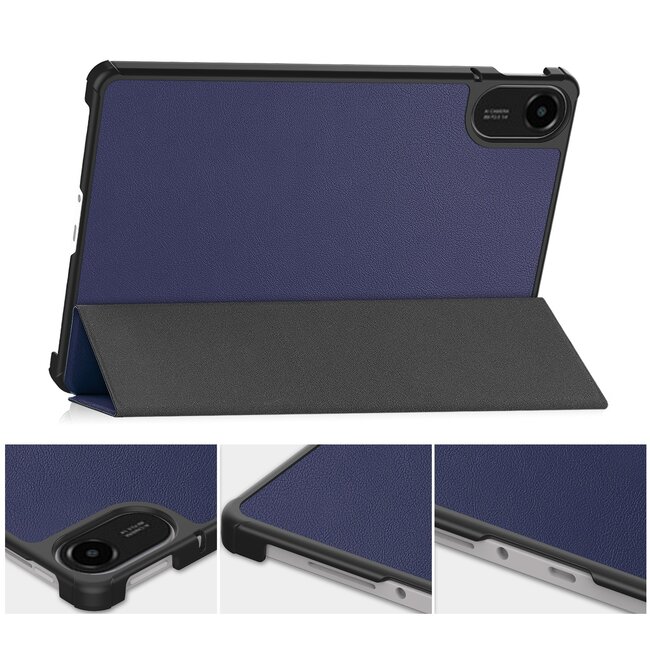 Case2go - Tablet hoes geschikt voor Xiaomi Redmi Pad 2 - 11 Inch - Tri-Fold Book Case - Auto Wake/Sleep functie - Donker Blauw