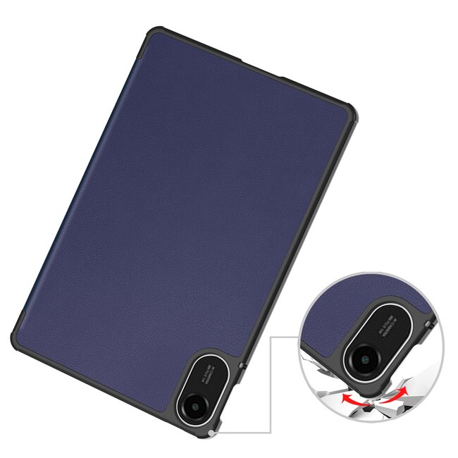 Case2go - Tablet hoes geschikt voor Xiaomi Redmi Pad 2 - 11 Inch - Tri-Fold Book Case - Auto Wake/Sleep functie - Donker Blauw