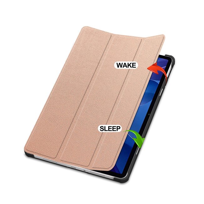 Case2go - Tablet hoes geschikt voor Xiaomi Redmi Pad 2 - 11 Inch - Tri-Fold Book Case - Auto Wake/Sleep functie - Rose Goud