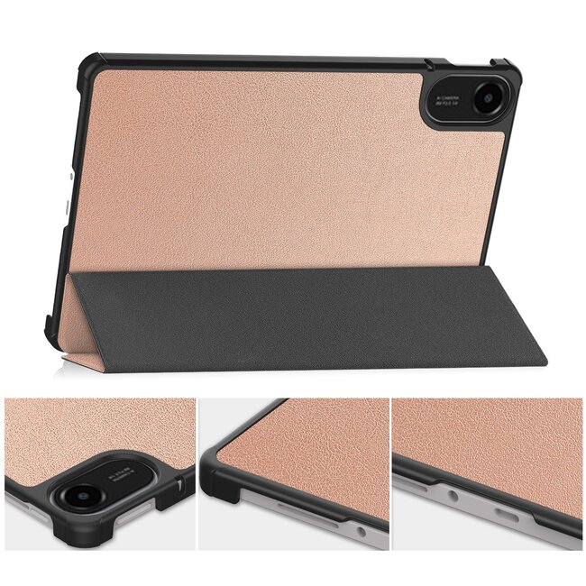 Case2go - Tablet hoes geschikt voor Xiaomi Redmi Pad 2 - 11 Inch - Tri-Fold Book Case - Auto Wake/Sleep functie - Rose Goud