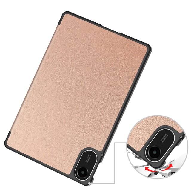 Case2go - Tablet hoes geschikt voor Xiaomi Redmi Pad 2 - 11 Inch - Tri-Fold Book Case - Auto Wake/Sleep functie - Rose Goud