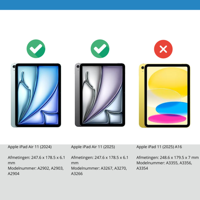 Case2go - Tablet hoes geschikt voor Apple iPad Air (2024) / Apple iPad Air (2025) - 11 Inch - Tri-fold hoes - Auto/Wake functie - Zwart