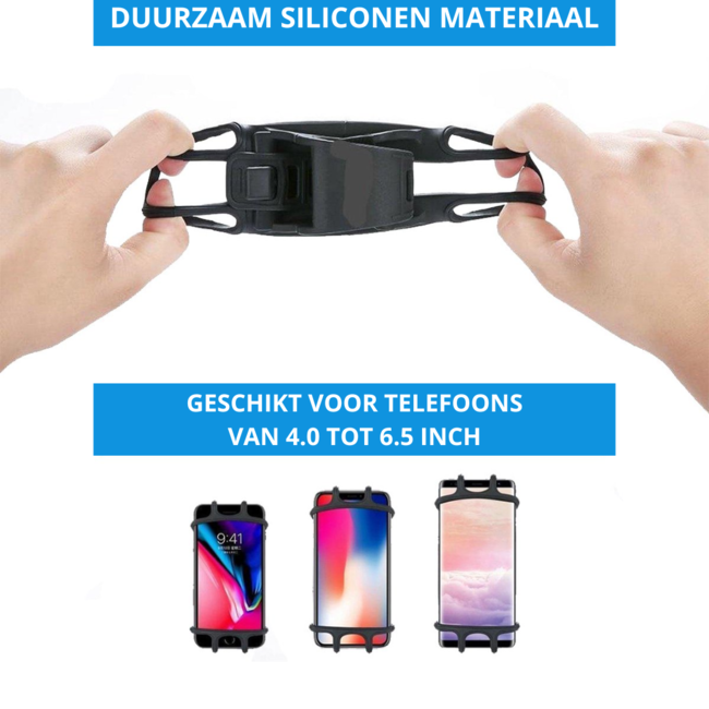 Case2go - Universele Telefoonhouder Fiets - 4 tot 6.5 inch - Zwart