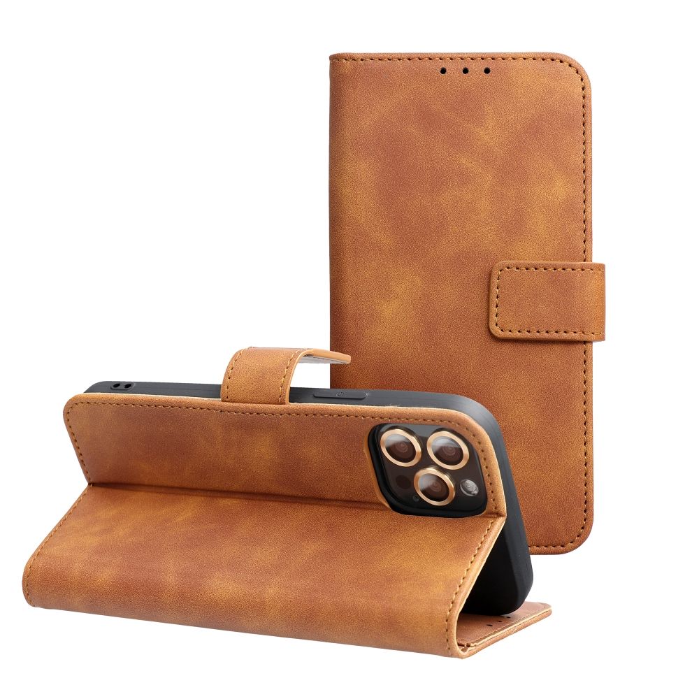 Case2go - Telefoonhoesje geschikt voor Apple iPhone 17 - Wallet Book Case - Met Magnetische Sluiting - Bruin afbeelding