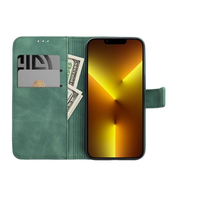 Case2go - Telefoonhoesje geschikt voor Apple iPhone 17 Pro - Wallet Book Case - Met Magnetische Sluiting - Groen