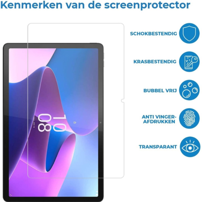 Case2go - 2-Pack Tablet screenprotector geschikt voor Lenovo Tab 10.1 (2025) - 10.1 Inch - Tempered Glass - Case Friendly - Transparant