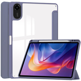 Case2go Case2go - Tablet hoes geschikt voor Xiaomi Redmi Pad 2 - Acrylic Trifold case met Pencil houder - 11 Inch - Paars