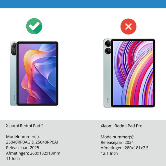 Case2go - Tablet hoes geschikt voor Xiaomi Redmi Pad 2 - Acrylic Trifold case met Pencil houder - 11 Inch - Paars