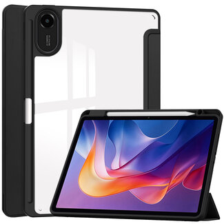 Case2go Case2go - Tablet hoes geschikt voor Xiaomi Redmi Pad 2 - Acrylic Trifold case met Pencil houder - 11 Inch - Zwart