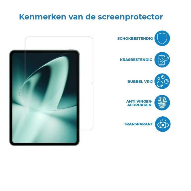 Case2go - Tablet Screenprotector geschikt voor OnePlus Pad Lite - 11 Inch - Tempered Glass - Case Friendly - Transparant