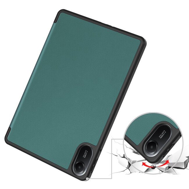 Case2go - Tablet hoes geschikt voor Xiaomi Redmi Pad 2 - 11 Inch - Tri-fold hoes met Auto/Wake functie en Magnetische sluiting - TPU Cover Met Pencil Houder - Donker Groen