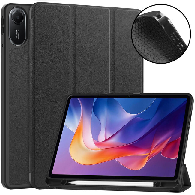 Case2go - Tablet hoes geschikt voor Xiaomi Redmi Pad 2 - 11 Inch - Tri-fold hoes met Auto/Wake functie en Magnetische sluiting - TPU Cover Met Pencil Houder - Zwart