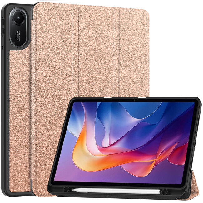 Case2go - Tablet hoes geschikt voor Xiaomi Redmi Pad 2 - 11 Inch - Tri-fold hoes met Auto/Wake functie en Magnetische sluiting - TPU Cover Met Pencil Houder - Rose Goud