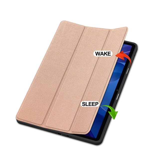 Case2go - Tablet hoes geschikt voor Xiaomi Redmi Pad 2 - 11 Inch - Tri-fold hoes met Auto/Wake functie en Magnetische sluiting - TPU Cover Met Pencil Houder - Rose Goud