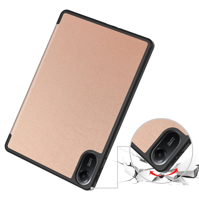 Case2go - Tablet hoes geschikt voor Xiaomi Redmi Pad 2 - 11 Inch - Tri-fold hoes met Auto/Wake functie en Magnetische sluiting - TPU Cover Met Pencil Houder - Rose Goud