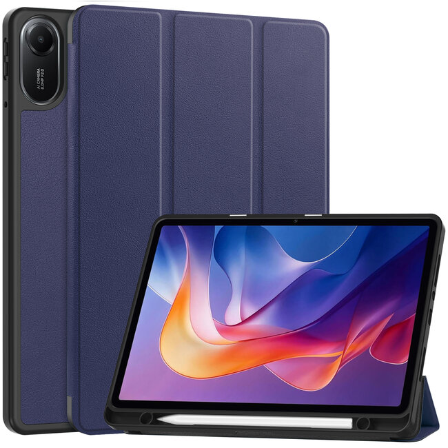 Case2go - Tablet hoes geschikt voor Xiaomi Redmi Pad 2 - 11 Inch - Tri-fold hoes met Auto/Wake functie en Magnetische sluiting - TPU Cover Met Pencil Houder - Donker Blauw