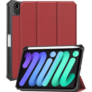 Case2go Case2go - Tablet hoes geschikt voor Apple iPad Mini 7 (2024) - 8.3 inch - TPU Book Case met Apple Pencil Houder - Donker Rood