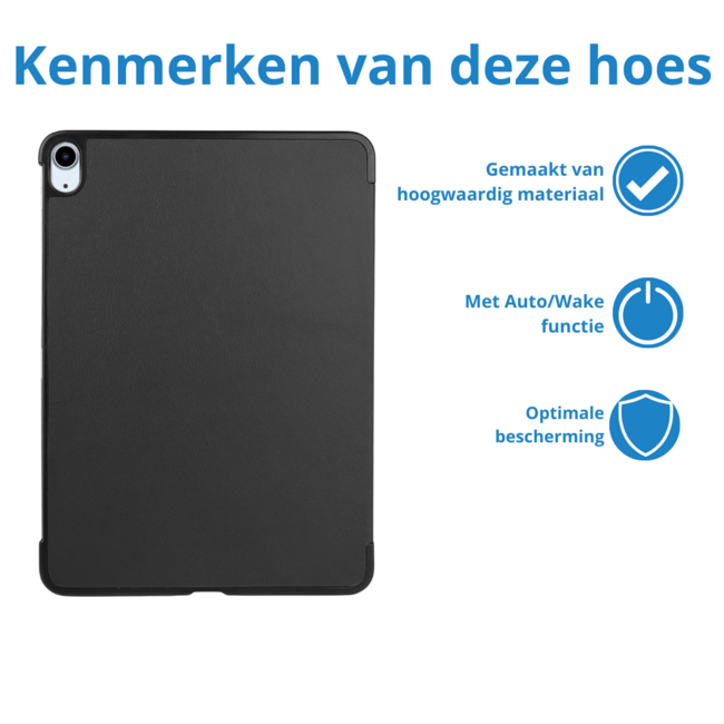 Hoes geschikt voor Apple iPad Air 13 (2025) / iPad Air 13 (2024) - 13 Inch - Tri-Fold Book Case met Stylus Pen houder - TPU - Zwart