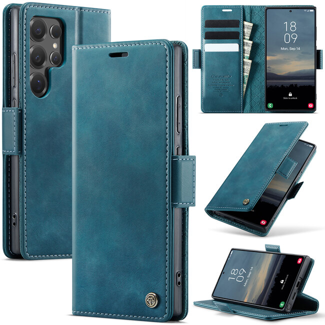 Caseme - Telefoonhoesje geschikt voor Samsung Galaxy S25 Ultra - Met Magnetische Sluiting - Book Case - Met Pasjes Houder - Rood
