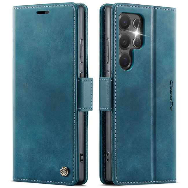 Caseme - Telefoonhoesje geschikt voor Samsung Galaxy S25 Ultra - Met Magnetische Sluiting - Book Case - Met Pasjes Houder - Blauw