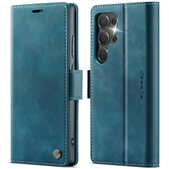 Caseme - Telefoonhoesje geschikt voor Samsung Galaxy S25 Ultra - Met Magnetische Sluiting - Book Case - Met Pasjes Houder - Blauw