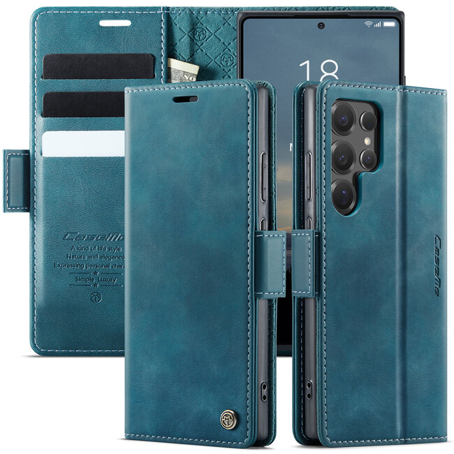 Caseme - Telefoonhoesje geschikt voor Samsung Galaxy S25 Ultra - Met Magnetische Sluiting - Book Case - Met Pasjes Houder - Blauw
