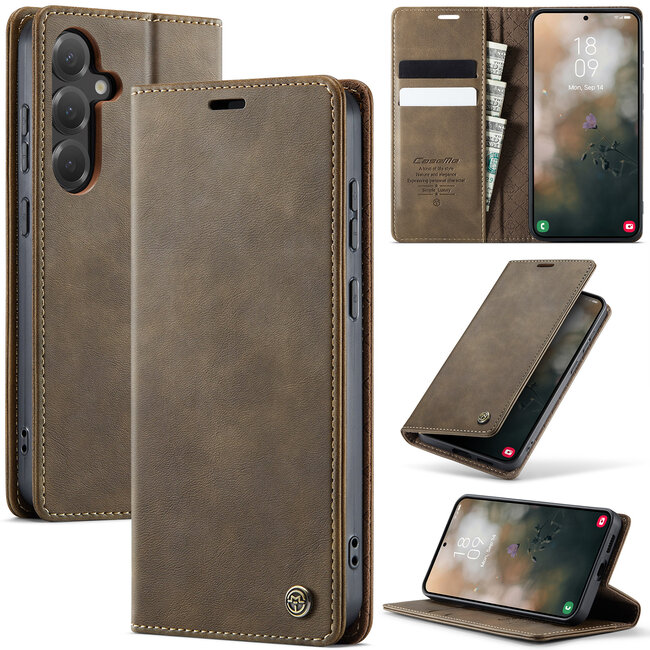 Caseme - Telefoonhoesje geschikt voor Samsung Galaxy S25 Plus - Met Magnetische Sluiting - Book Case - Met Pasjes Houder - Zwart