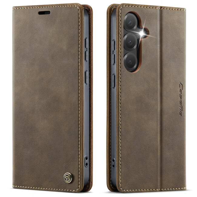 Caseme - Telefoonhoesje geschikt voor Samsung Galaxy S25 Plus - Met Magnetische Sluiting - Book Case - Met Pasjes Houder - Zwart