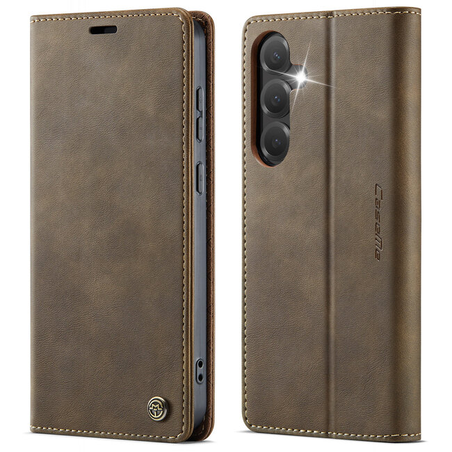 Caseme - Telefoonhoesje geschikt voor Samsung Galaxy S25 Plus - Met Magnetische Sluiting - Book Case - Met Pasjes Houder - Zwart